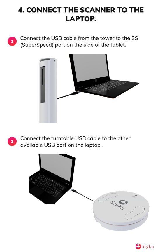 Scanner X2L_Part List_CONNECT THE SCANNER TO THE LAPTOP