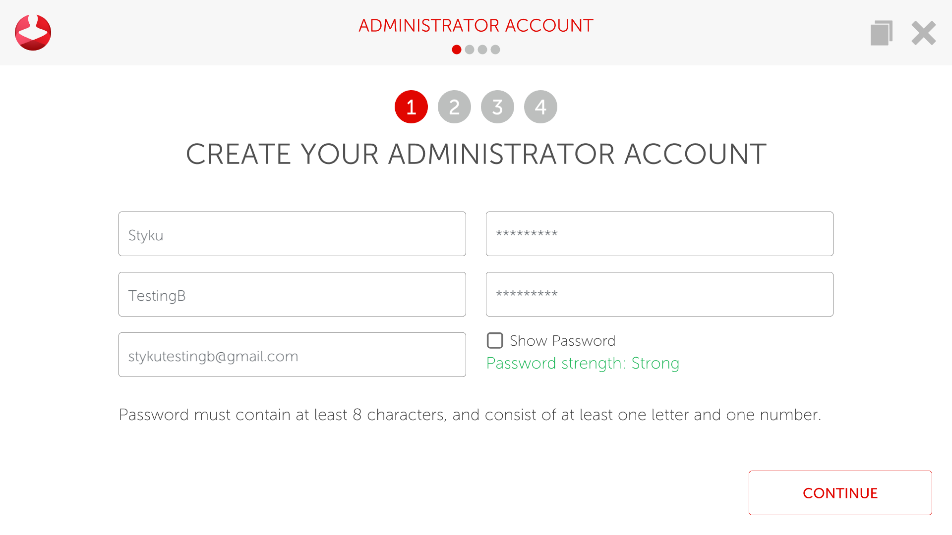 Create admin account