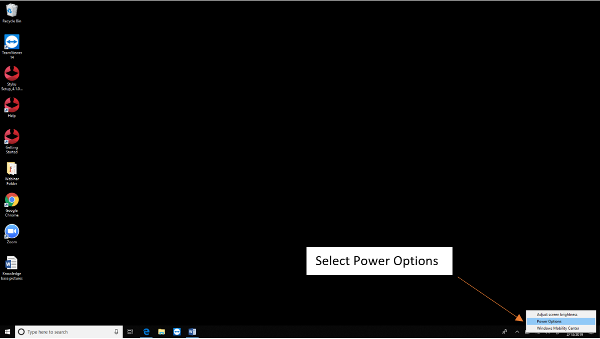 Select Power Options