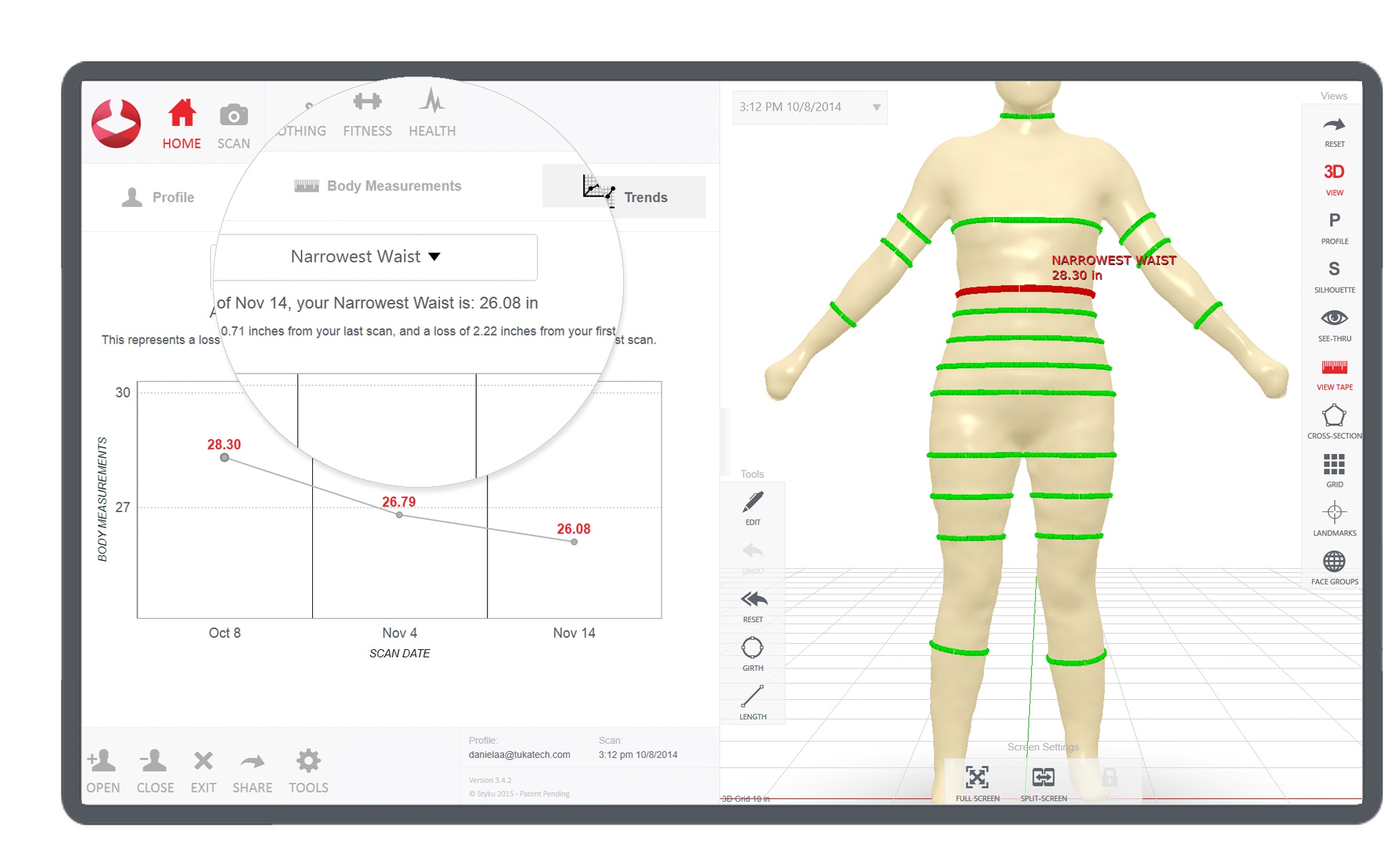 Styku's builtin fitness assessment tools enable you to
