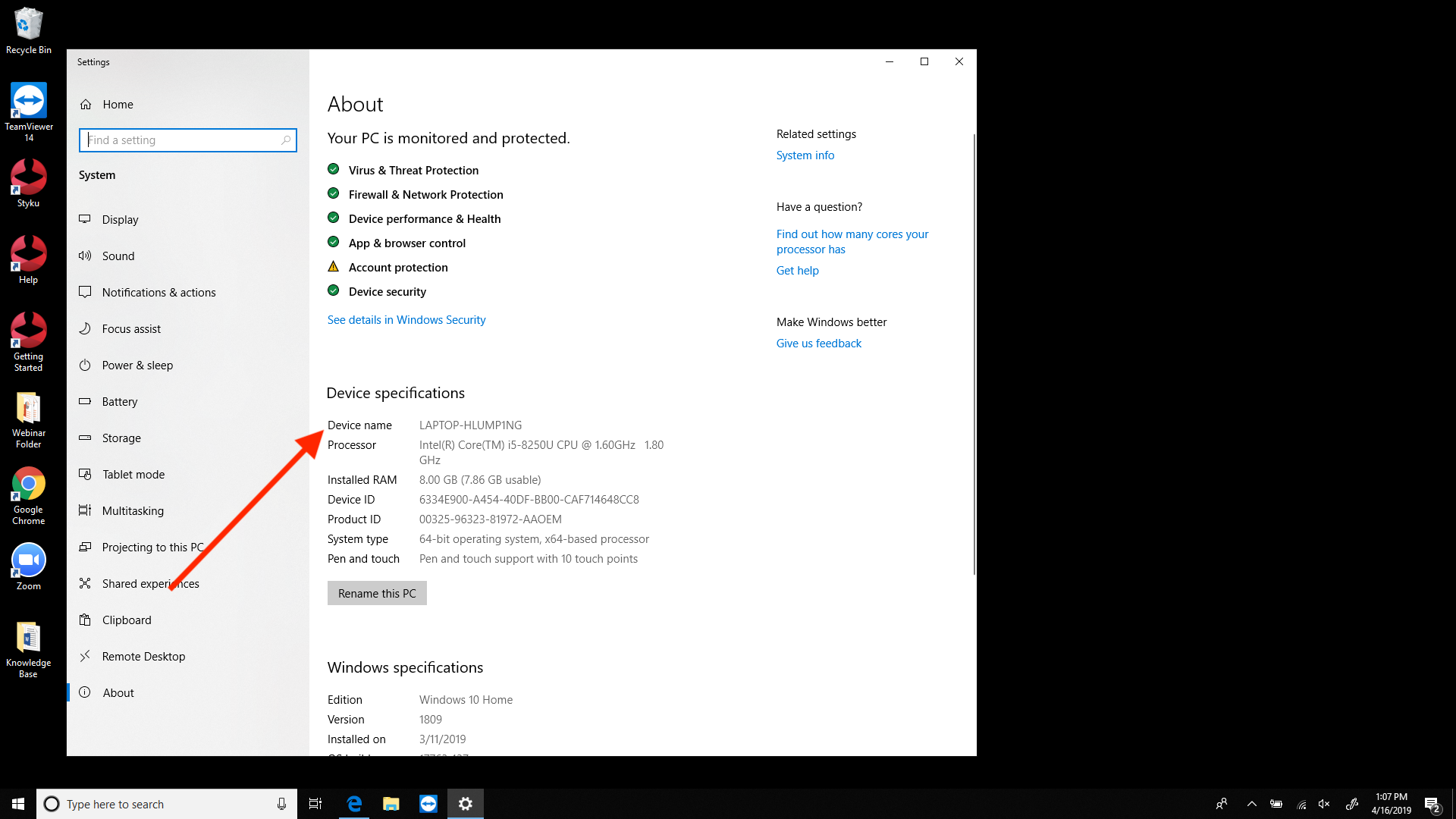 device name